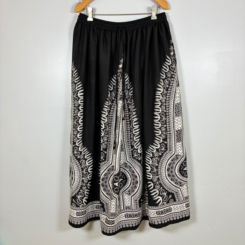 Gypsie Blu Maxi Skirt L Dashiki Geometric Boho Tribal Print Festival Hippie